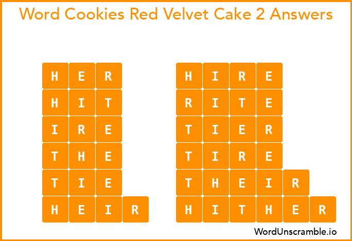 Word Cookies Red Velvet Cake 2 Answers