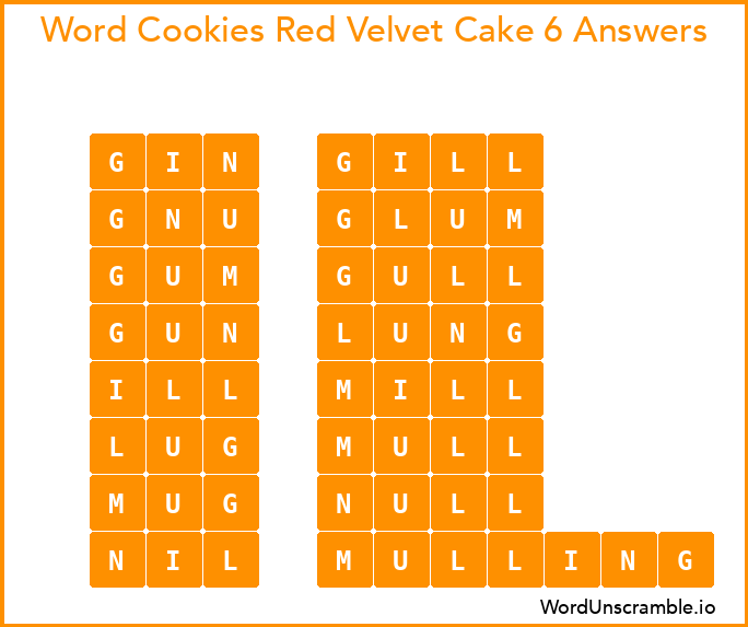 Word Cookies Red Velvet Cake 6 Answers