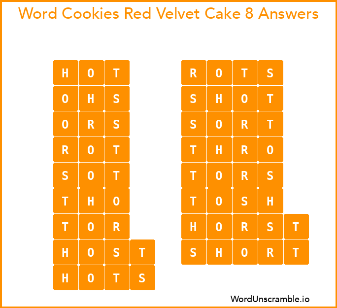 Word Cookies Red Velvet Cake 8 Answers