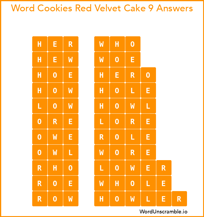 Word Cookies Red Velvet Cake 9 Answers