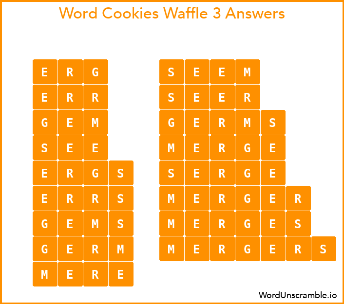 Word Cookies Waffle 3 Answers