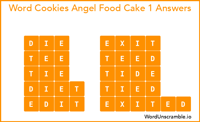 Word Cookies Angel Food Cake 1 Answers