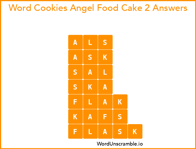 Word Cookies Angel Food Cake 2 Answers