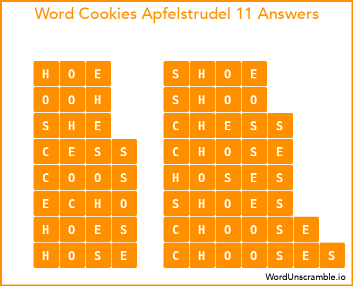 Word Cookies Apfelstrudel 11 Answers