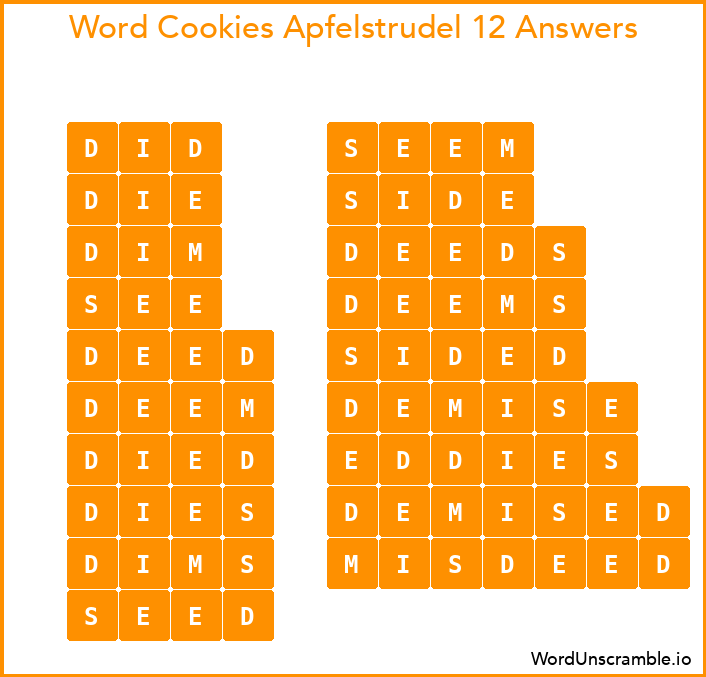 Word Cookies Apfelstrudel 12 Answers