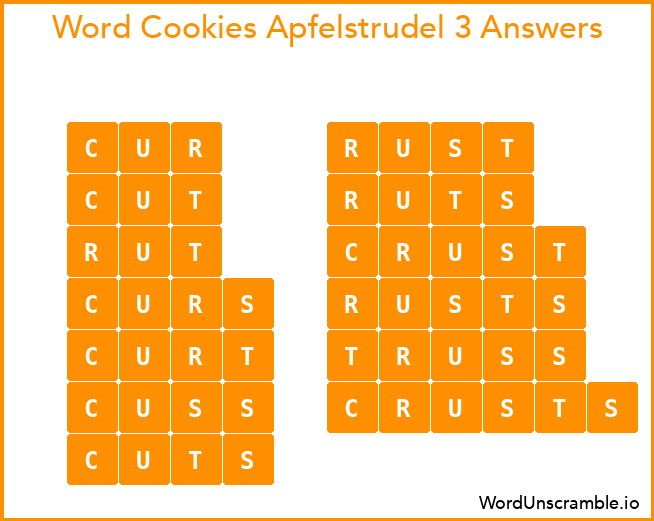 Word Cookies Apfelstrudel 3 Answers