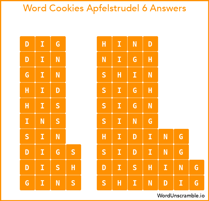 Word Cookies Apfelstrudel 6 Answers