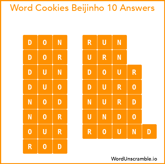 Word Cookies Beijinho 10 Answers