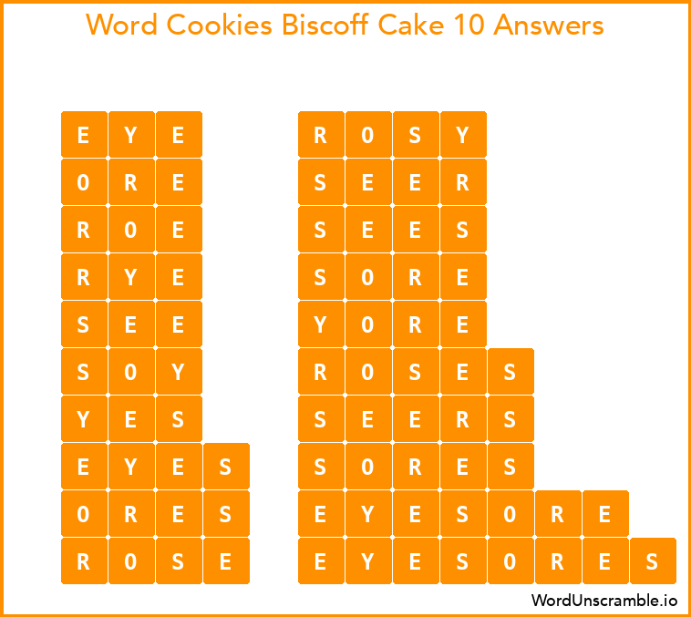 Word Cookies Biscoff Cake 10 Answers