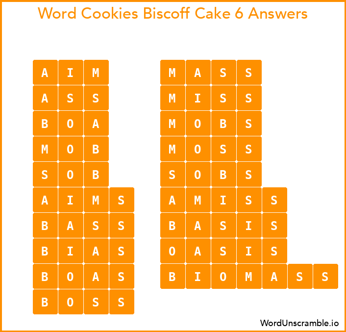 Word Cookies Biscoff Cake 6 Answers