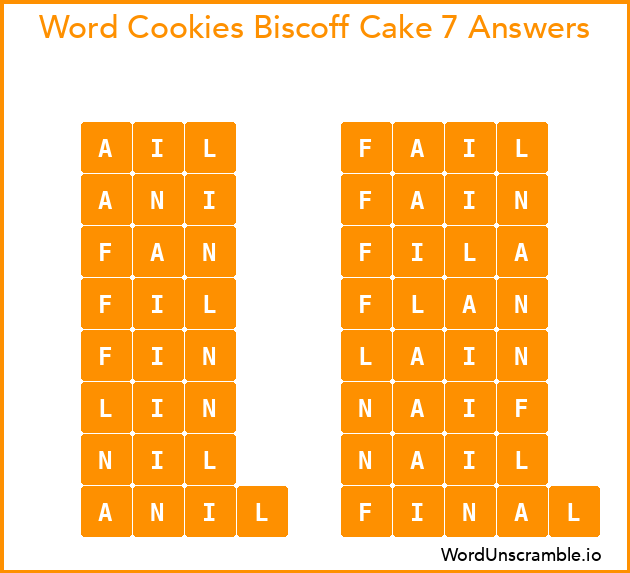 Word Cookies Biscoff Cake 7 Answers