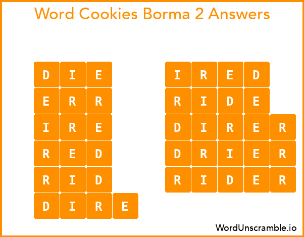 Word Cookies Borma 2 Answers