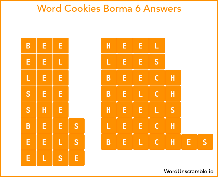 Word Cookies Borma 6 Answers