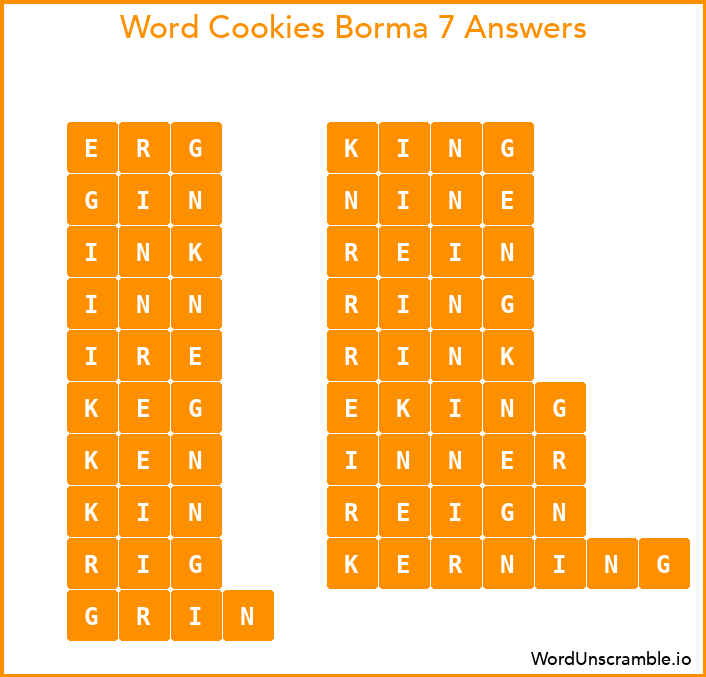 Word Cookies Borma 7 Answers