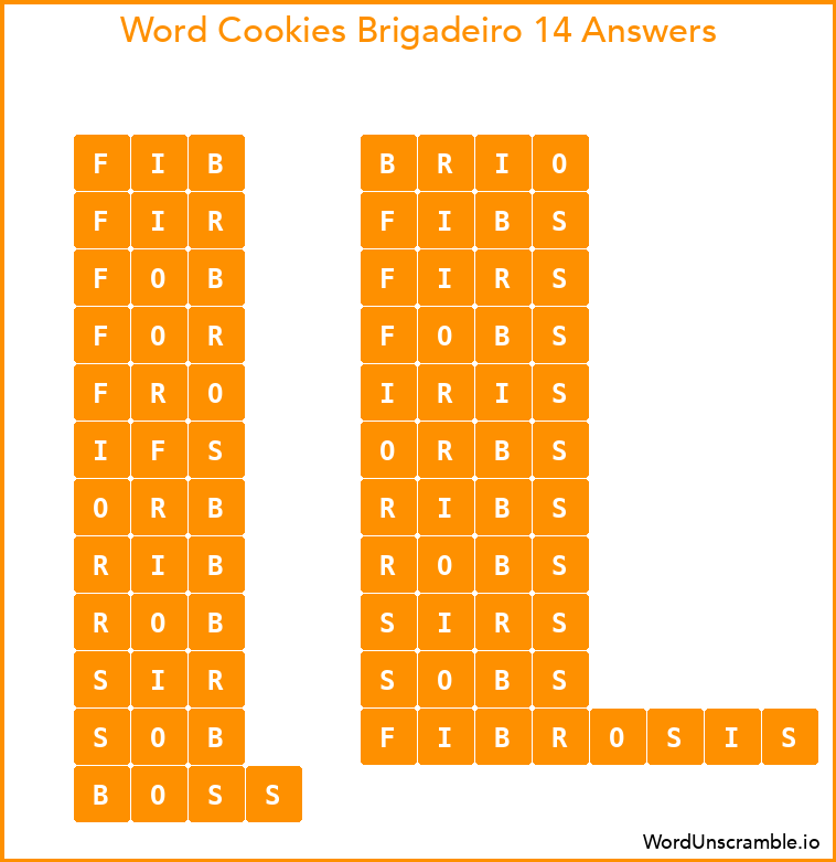 Word Cookies Brigadeiro 14 Answers