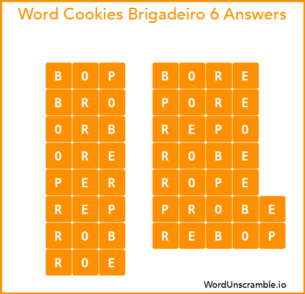Word Cookies Brigadeiro 6 Answers
