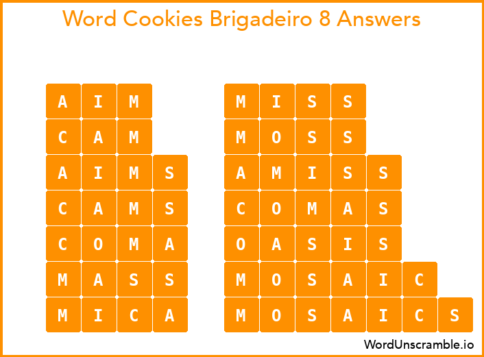 Word Cookies Brigadeiro 8 Answers