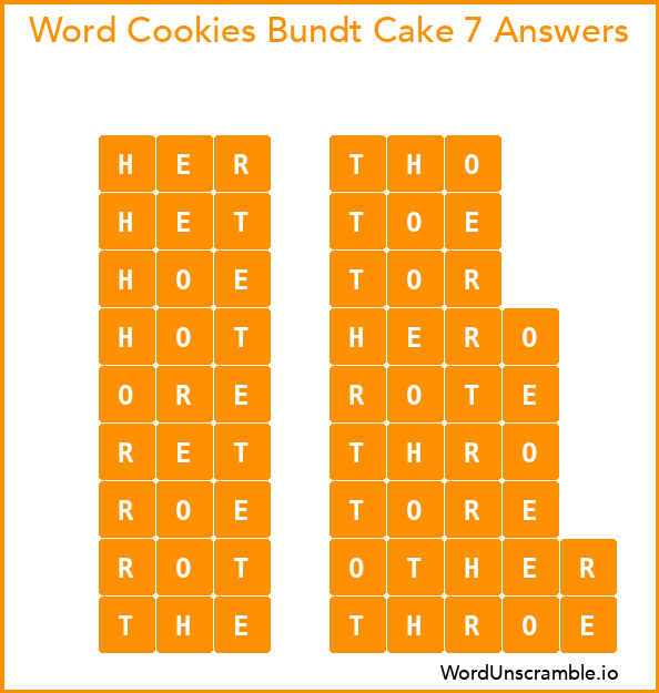 Word Cookies Bundt Cake 7 Answers