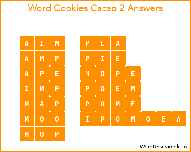 Word Cookies Cacao 2 Answers