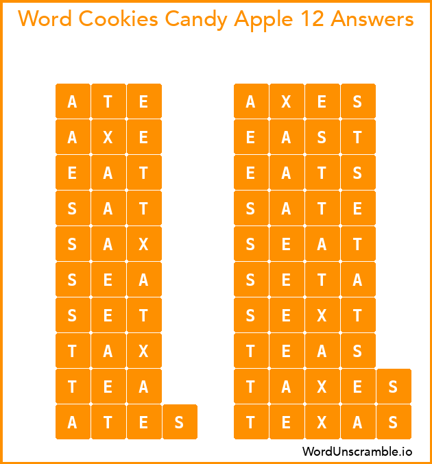 Word Cookies Candy Apple 12 Answers