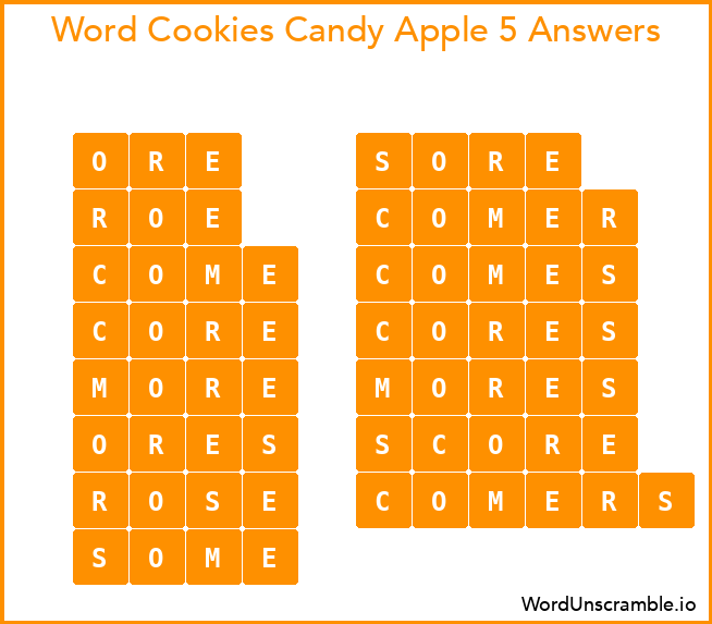 Word Cookies Candy Apple 5 Answers