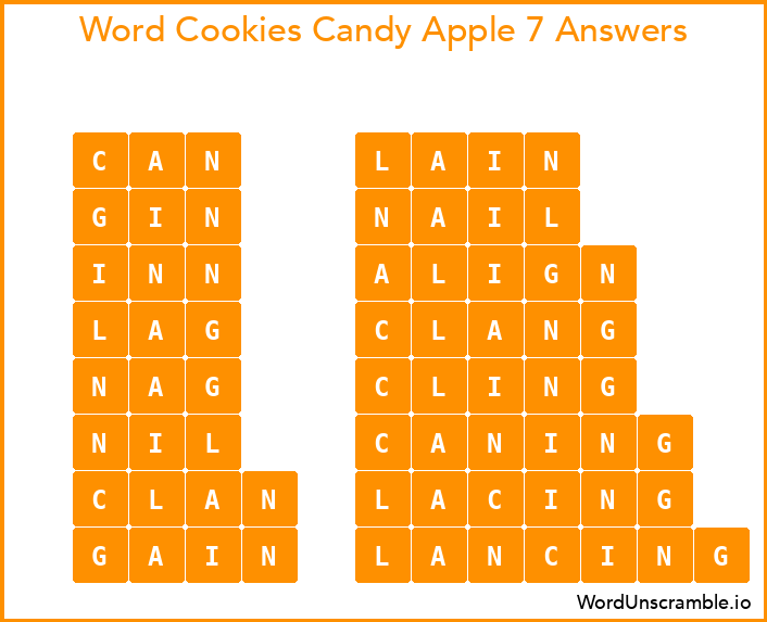 Word Cookies Candy Apple 7 Answers