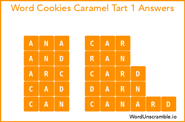 Word Cookies Caramel Tart 1 Answers