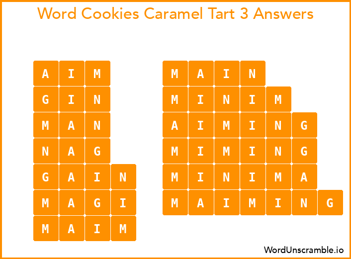 Word Cookies Caramel Tart 3 Answers