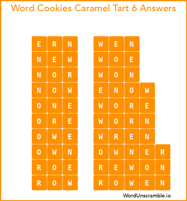 Word Cookies Caramel Tart 6 Answers