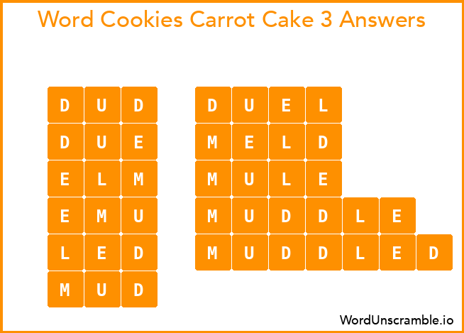 Word Cookies Carrot Cake 3 Answers