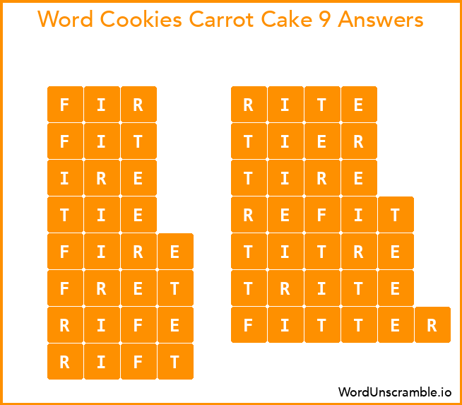 Word Cookies Carrot Cake 9 Answers