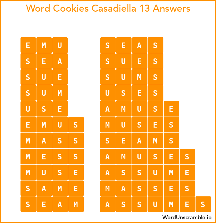 Word Cookies Casadiella 13 Answers