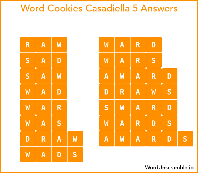 Word Cookies Casadiella 5 Answers