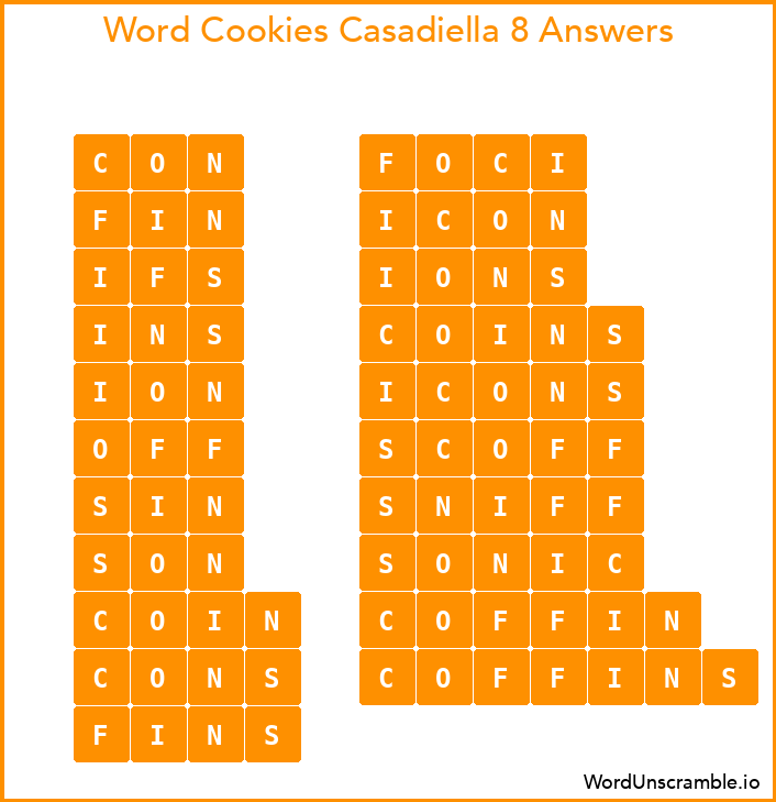 Word Cookies Casadiella 8 Answers