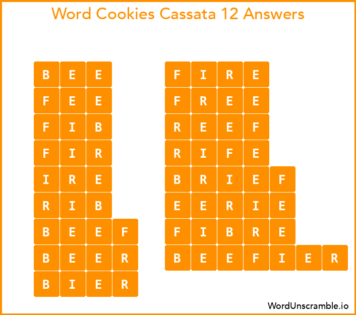 Word Cookies Cassata 12 Answers