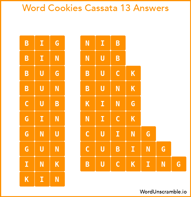 Word Cookies Cassata 13 Answers