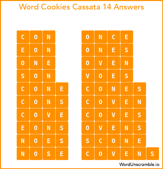 Word Cookies Cassata 14 Answers