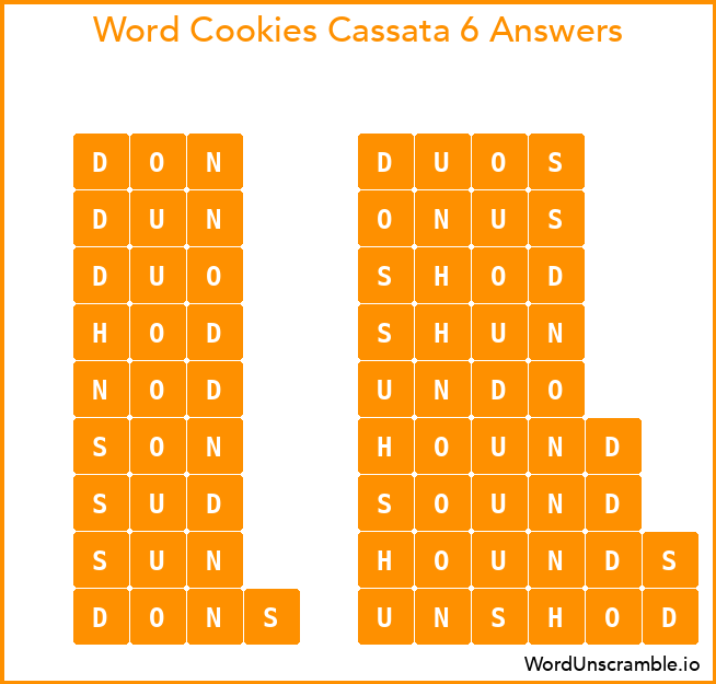 Word Cookies Cassata 6 Answers