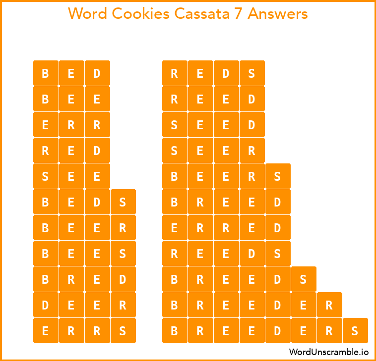 Word Cookies Cassata 7 Answers
