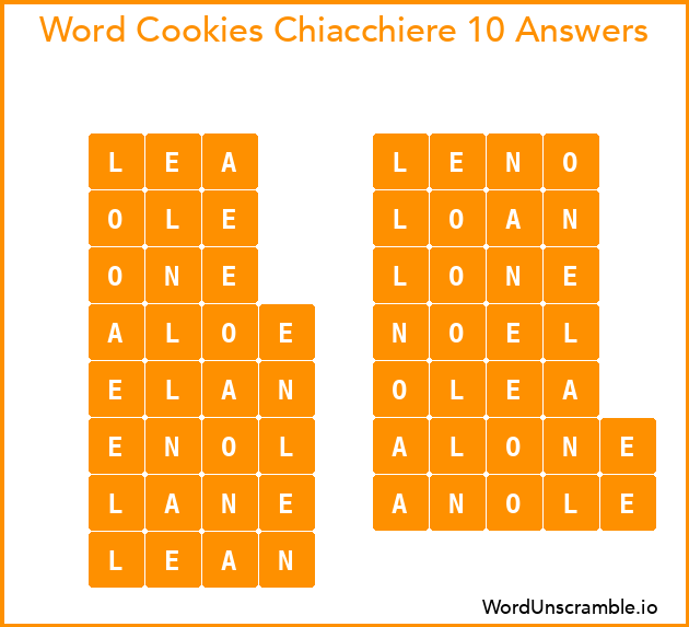 Word Cookies Chiacchiere 10 Answers