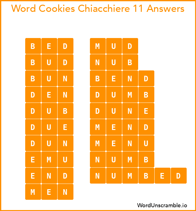 Word Cookies Chiacchiere 11 Answers