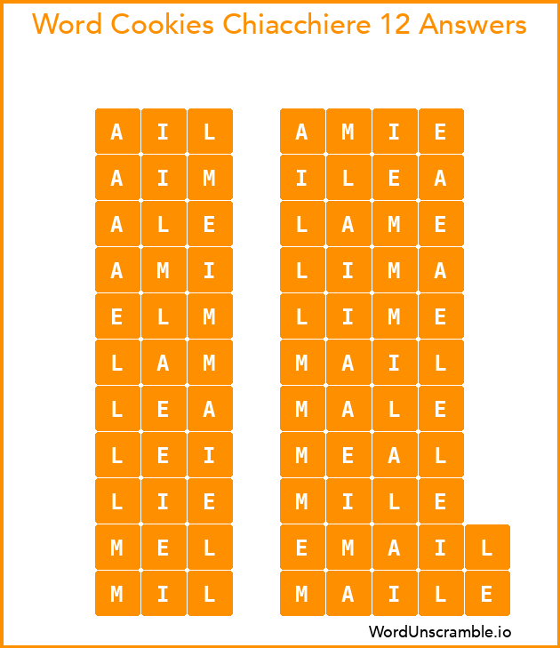 Word Cookies Chiacchiere 12 Answers