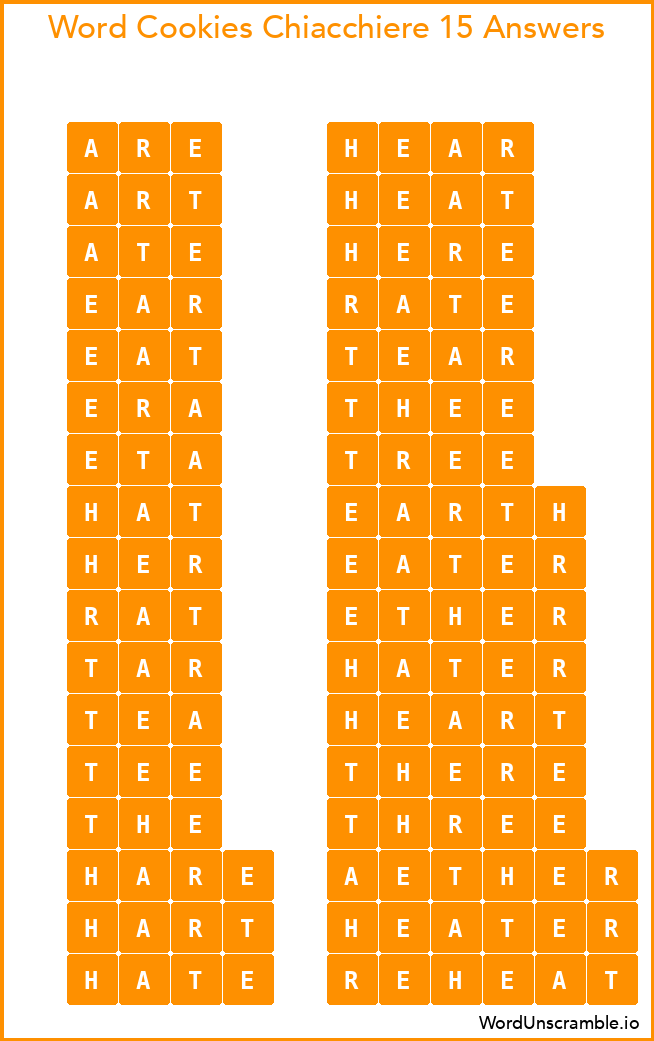 Word Cookies Chiacchiere 15 Answers
