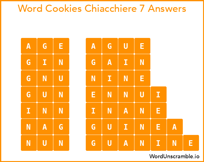 Word Cookies Chiacchiere 7 Answers