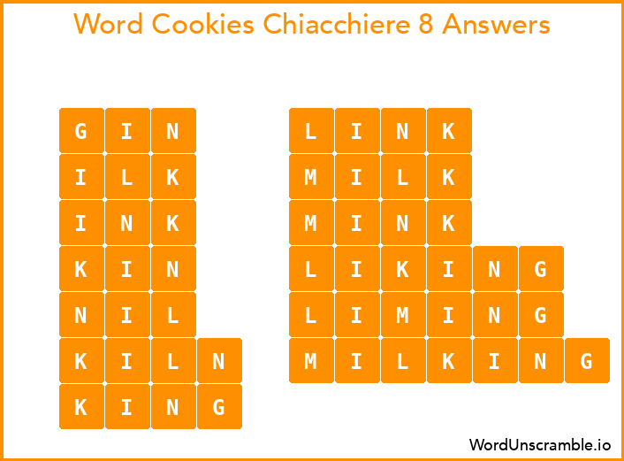 Word Cookies Chiacchiere 8 Answers