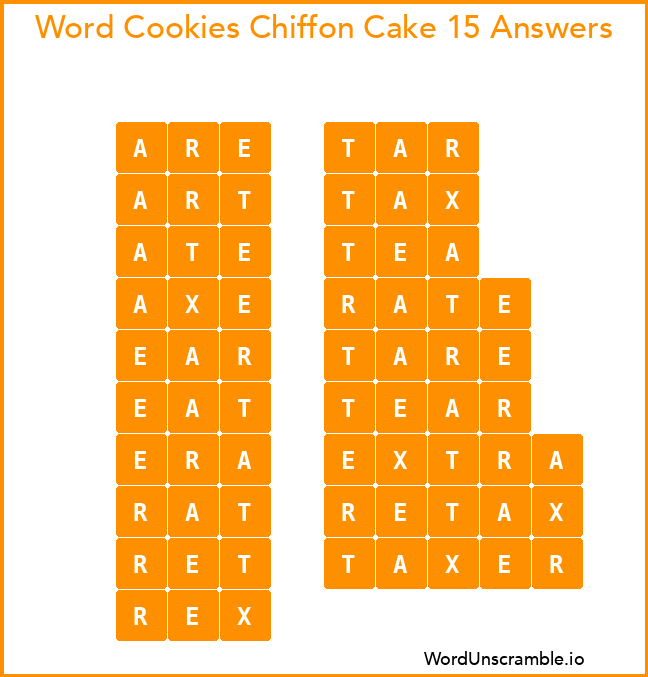 Word Cookies Chiffon Cake 15 Answers