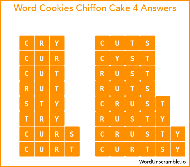 Word Cookies Chiffon Cake 4 Answers