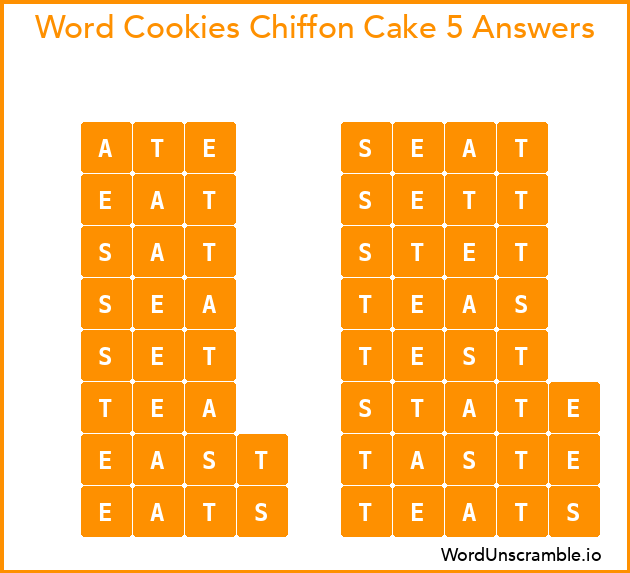 Word Cookies Chiffon Cake 5 Answers