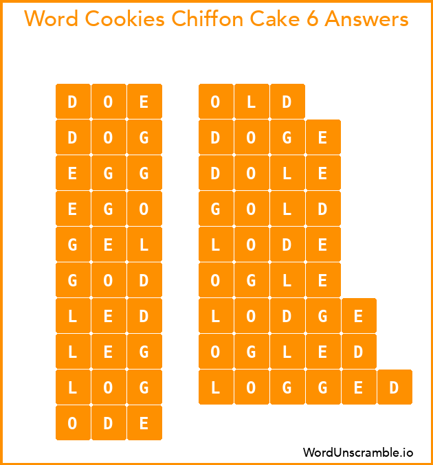 Word Cookies Chiffon Cake 6 Answers