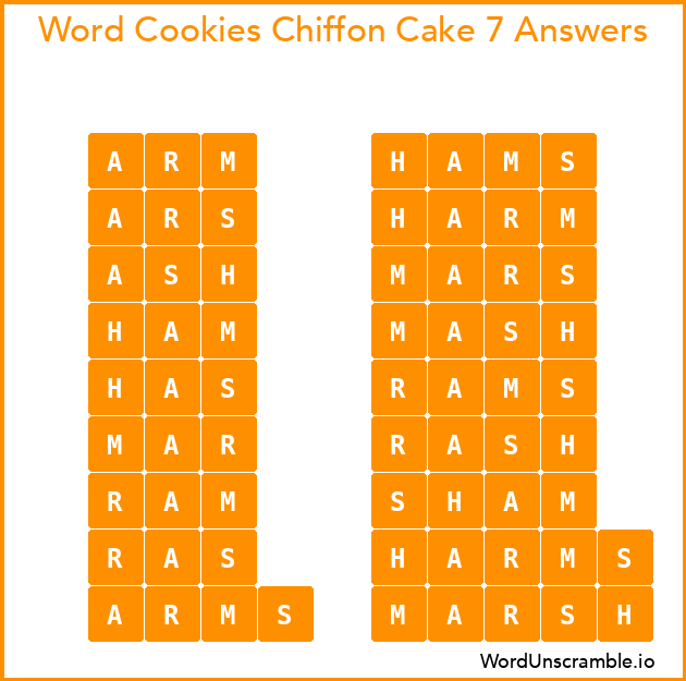 Word Cookies Chiffon Cake 7 Answers